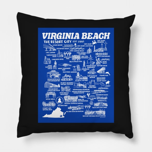 Virginia Beach Map Pillow by fiberandgloss