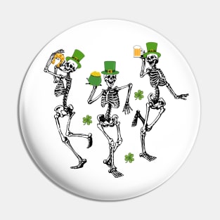Dancing Skeleton Drinking Happy Patricks Day Pin