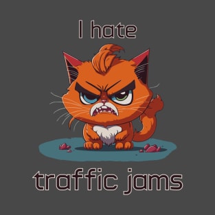 I Hate Traffic Jams - Angry Cat T-Shirt T-Shirt