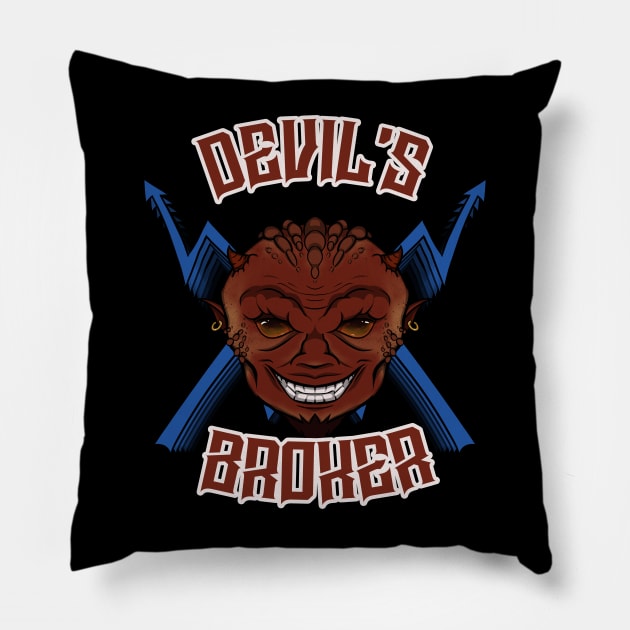 Devil's Broker Pillow by RampArt