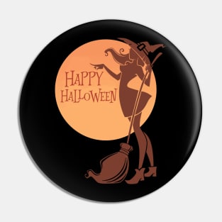 Happy Halloween Witches Funny Pin