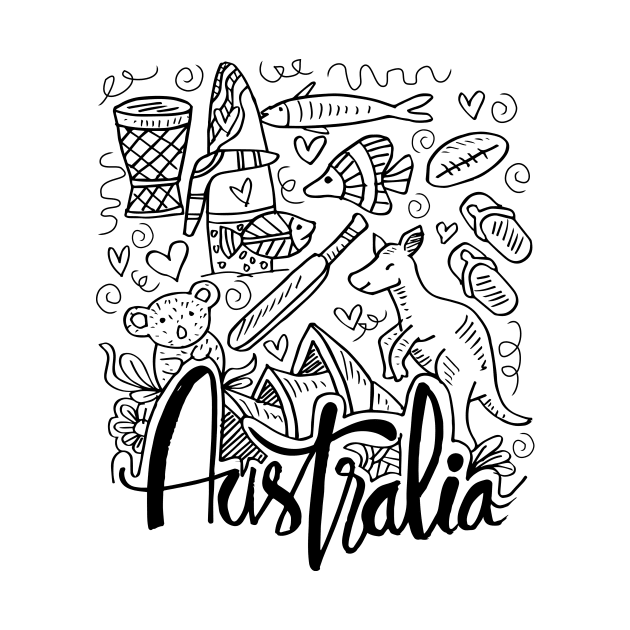 Hand Drawn Symbols Of Australia. by Handini _Atmodiwiryo