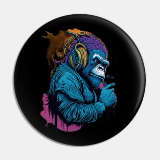 gorilla listening to music Pin