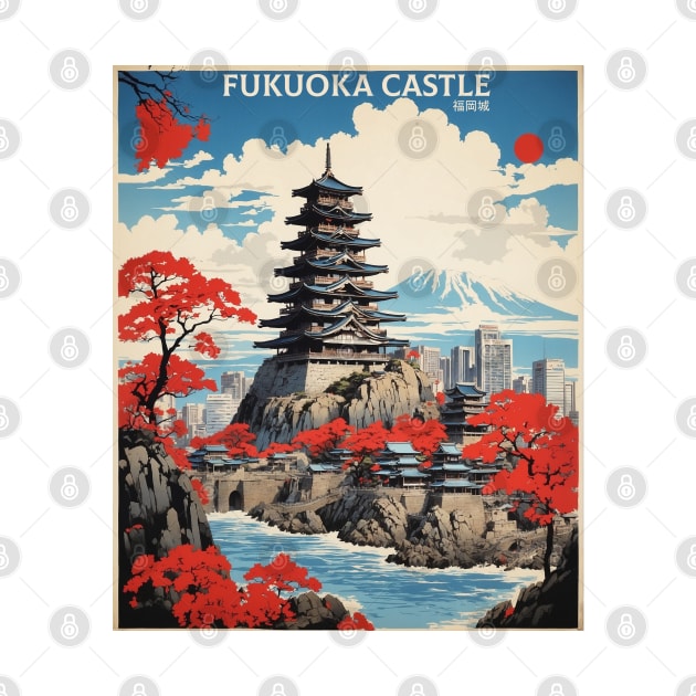 Fukuoka Castle Japan Vintage Poster Tourism by TravelersGems