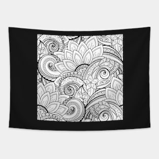 Non Colored Pattern with Vintage Floral Motifs Tapestry