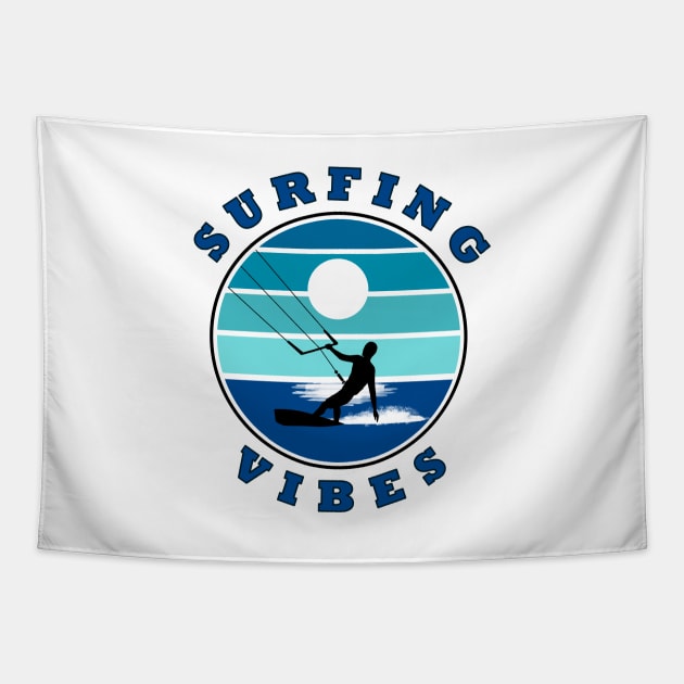 Surfing Vibes – retro 3 - kite surfer Tapestry by AnturoDesign