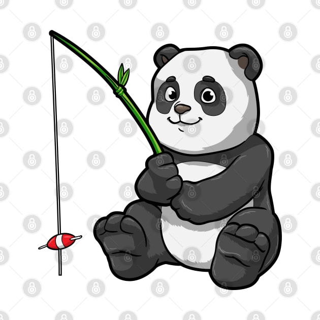 Panda at Fishing with Bamboo Fishing rod by Markus Schnabel