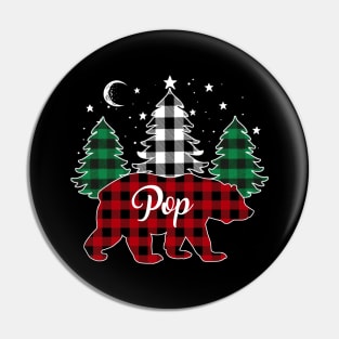 Pop Bear Buffalo Red Plaid Matching Family Christmas Pin