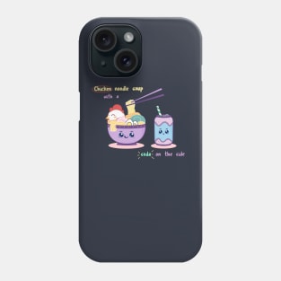 ' Aesthetic Noodle Soup with Soda - Kawaii Logo Design ' Phone Case