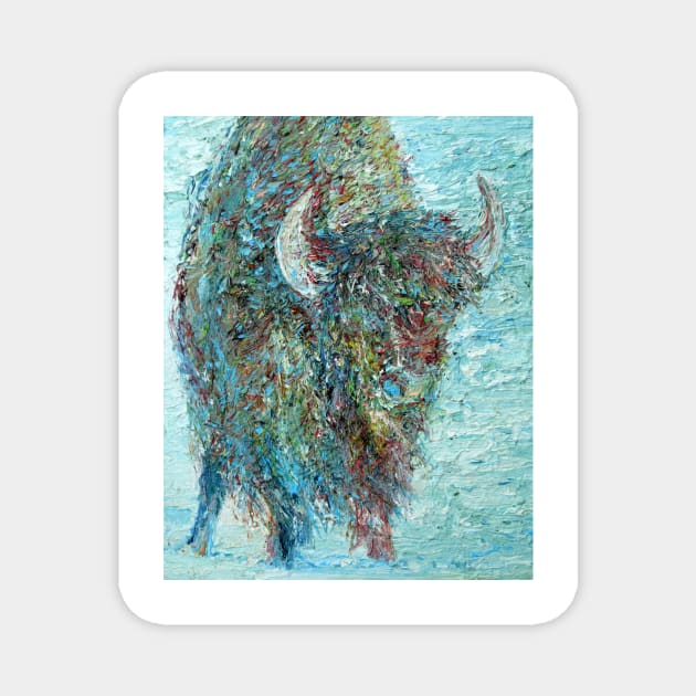 BISON IN THE SNOW Magnet by lautir