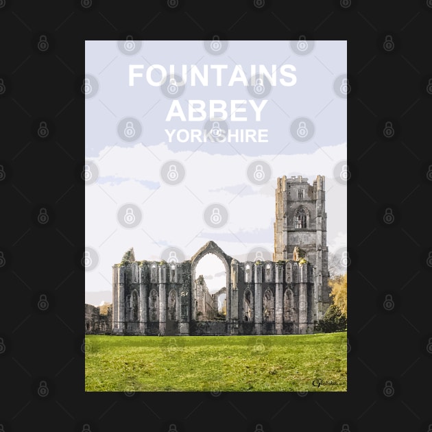 Fountains Abbey, North Yorkshire UK. Travel poster by BarbaraGlebska