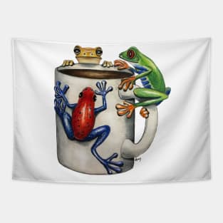 "Coffee Frogs" - Java Jungle collection Tapestry