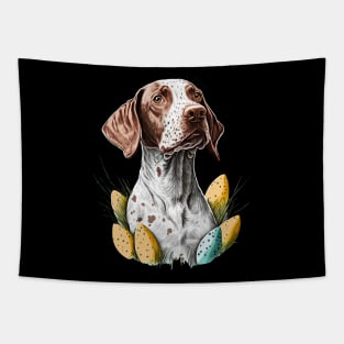 Pointer Dog happy easter day Tapestry