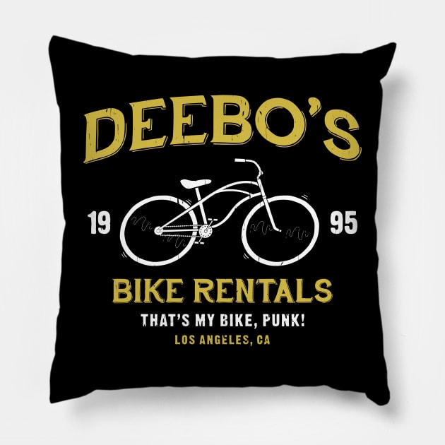 deebo's bike rentals Pillow by small alley co