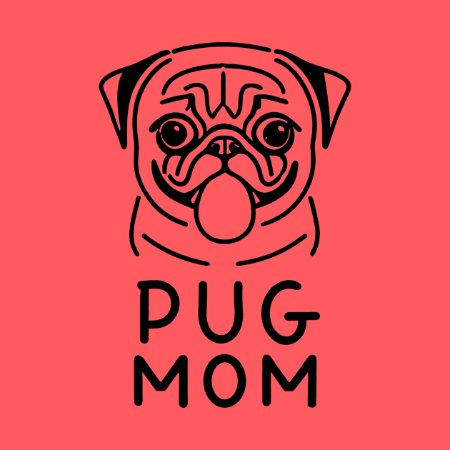 Pug Mom Minimalist Drawing by ravensart