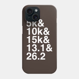 Running Race Distances, 5k to Marathon Phone Case