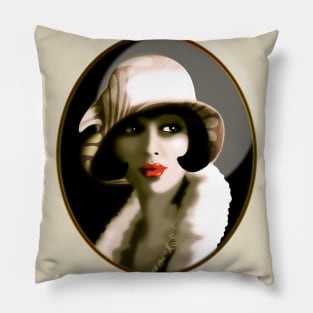 Woman Retro Dreamy Portrait Pillow