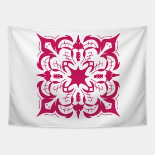 Deep Rose and White Pattern Tapestry