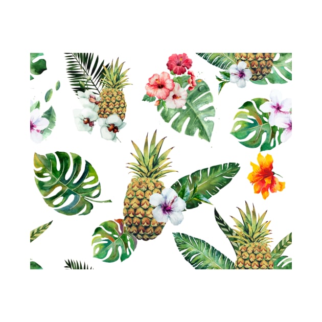 Tropical Leaves Pineapple Luau Print by crazycanonmom