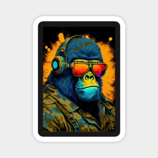 Psychedelic Gorilla wearing sunglasses and headphones Magnet