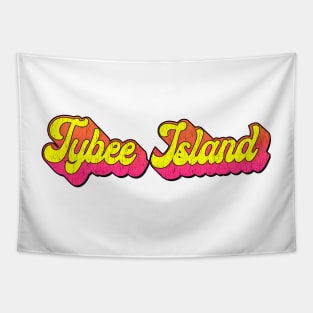 Tybee Island Georgia Laptop Bumper Typography 80's Distressed Tapestry