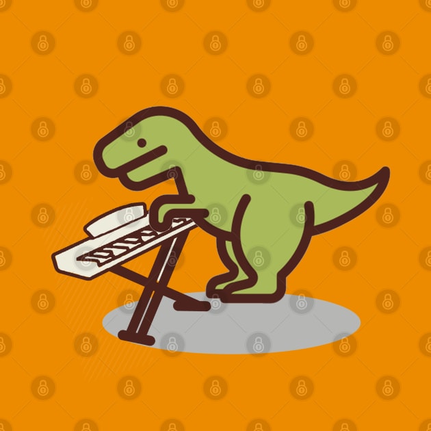 Cute T rex playing a keyboard piano; muso; band; musician; funny; dinosaur; dinosaurs; T-rex; Trex; cute; instrument; by Be my good time