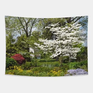 Dogwood in Front of White House Tapestry