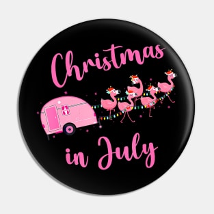 Funny Flamingo Pink Camping Car Christmas In July Pin