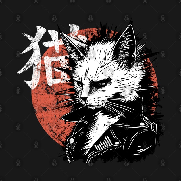 Zen Cat: Tranquility Meets Punk by Skull Riffs & Zombie Threads