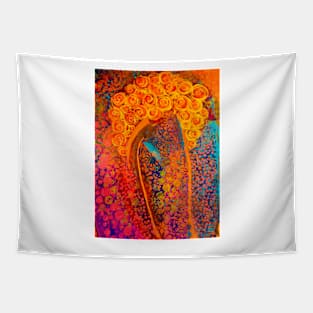 Orange Floral Roses Tapestry