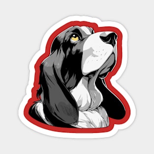 Stunning and Cool Basset Hound Monochrome and Gold Portrait for Father's Day Magnet