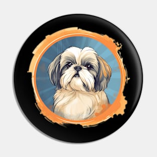 Shih Tzu Cute  Painting Pin