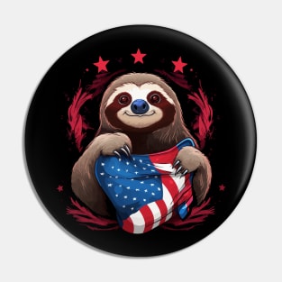 Patriotic Sloth Pin