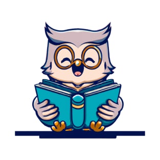 Cute Owl Reading - Funny Reading Owl Art Men Women Kids Bookworm Book Lovers T-Shirt