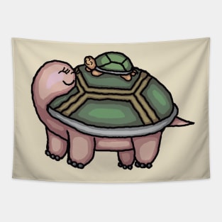 Cute Turtle and Baby Turtle Tapestry