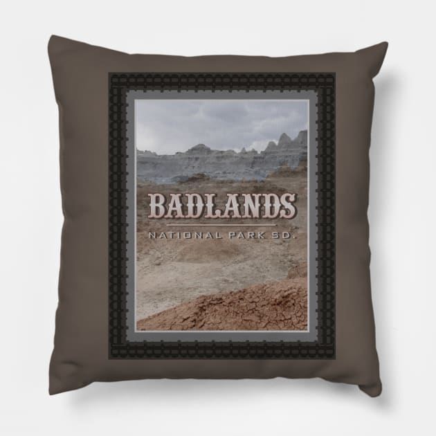 Badlands Stamp Pillow by Northofthepines