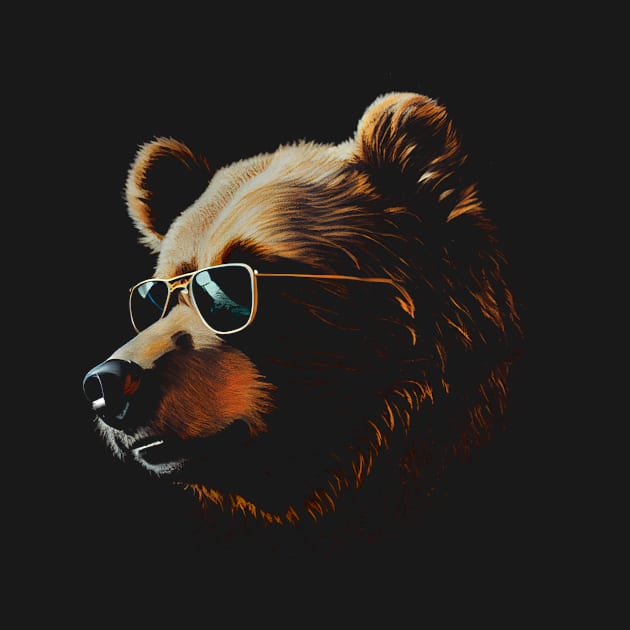 Sunny Bear Wearing Sunglasses Portrait by TruckerJunk