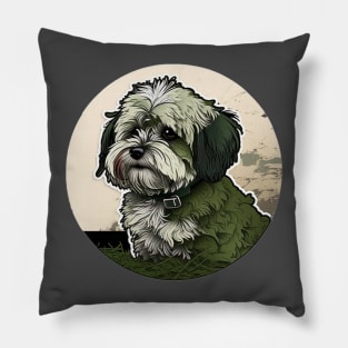 Havanese Camouflage Motif Pillow