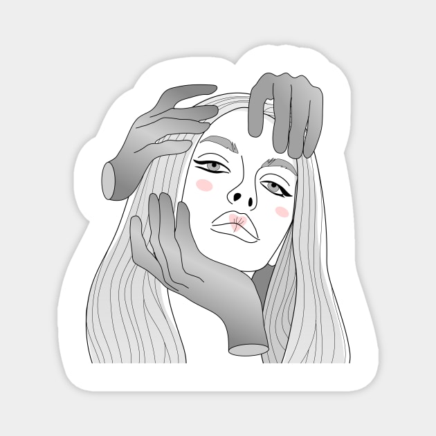 Abstract girl witn hands Magnet by Beauny