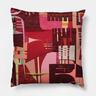 Coral Geometric Paper Collage Pillow