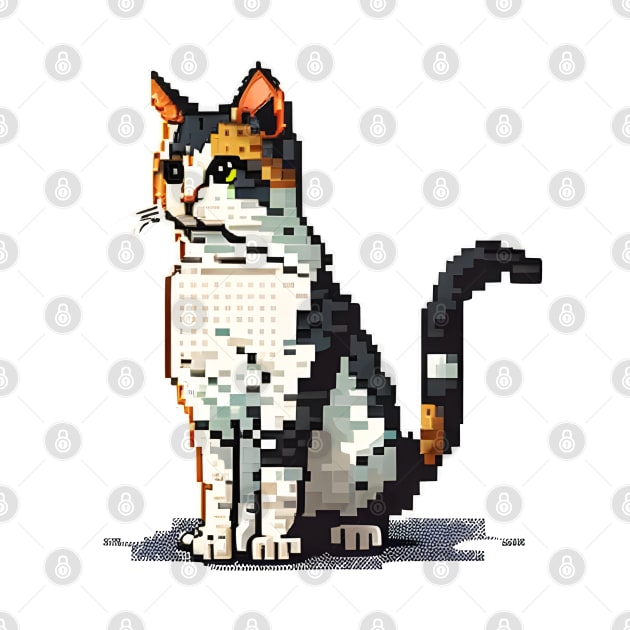 Cat Pixel - Cat Thinking About Life by Karin Wright