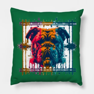 Olde English Bulldogge Mural Spray Paint Art Print Pillow