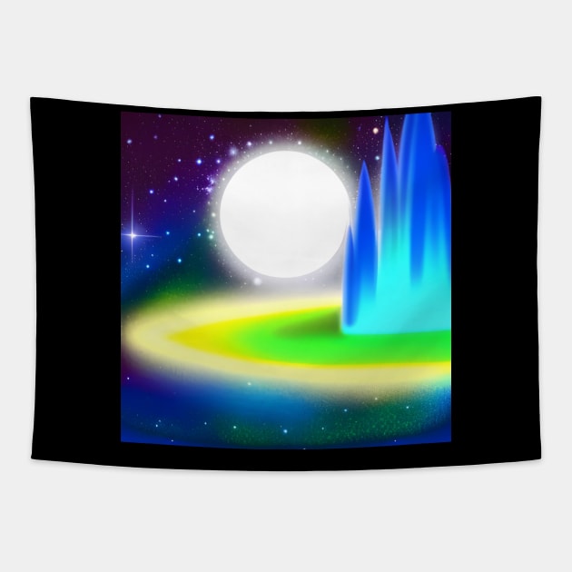 Moonlight Flight Along Galaxies Edge | AI Generated Design by @remlorart Tapestry by Remlor