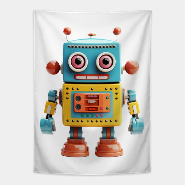 Retro Bot Toy Tapestry by Nocturnal Designs