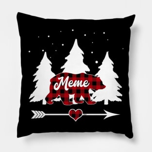 Meme Bear Buffalo Plaid Christmas Matching Family Pajama Pillow