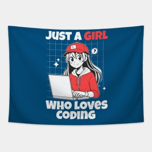 Just a Girl Who Loves Coding Tapestry