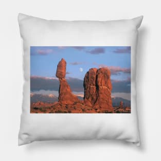 Moon Over Balanced Rock Arches National Park Pillow