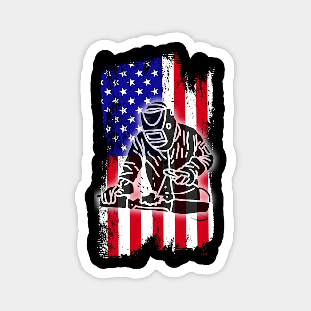 American Welder Dad 4th Of July Father's Day Magnet by The WYLD Tribe