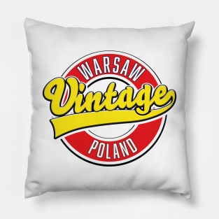 Warsaw Poland vintage style logo Pillow