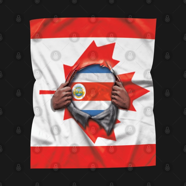 Costa Rica Flag Canadian Flag Ripped - Gift for Costa Rican From Costa Rica by Country Flags